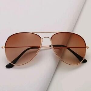 Aviator Sunglasses Gold Frame Brown Lenses Mens Womens Case Included